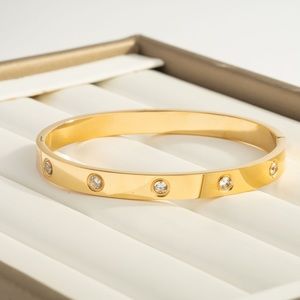 18K Gold Zircon Bangle Bracelet*Waterproof and Sweatproof